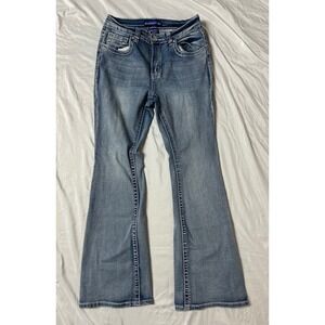Westfield Eagle Bootcut Jeans Women's 11 Med Wash Rhinestone Floral Embroidered